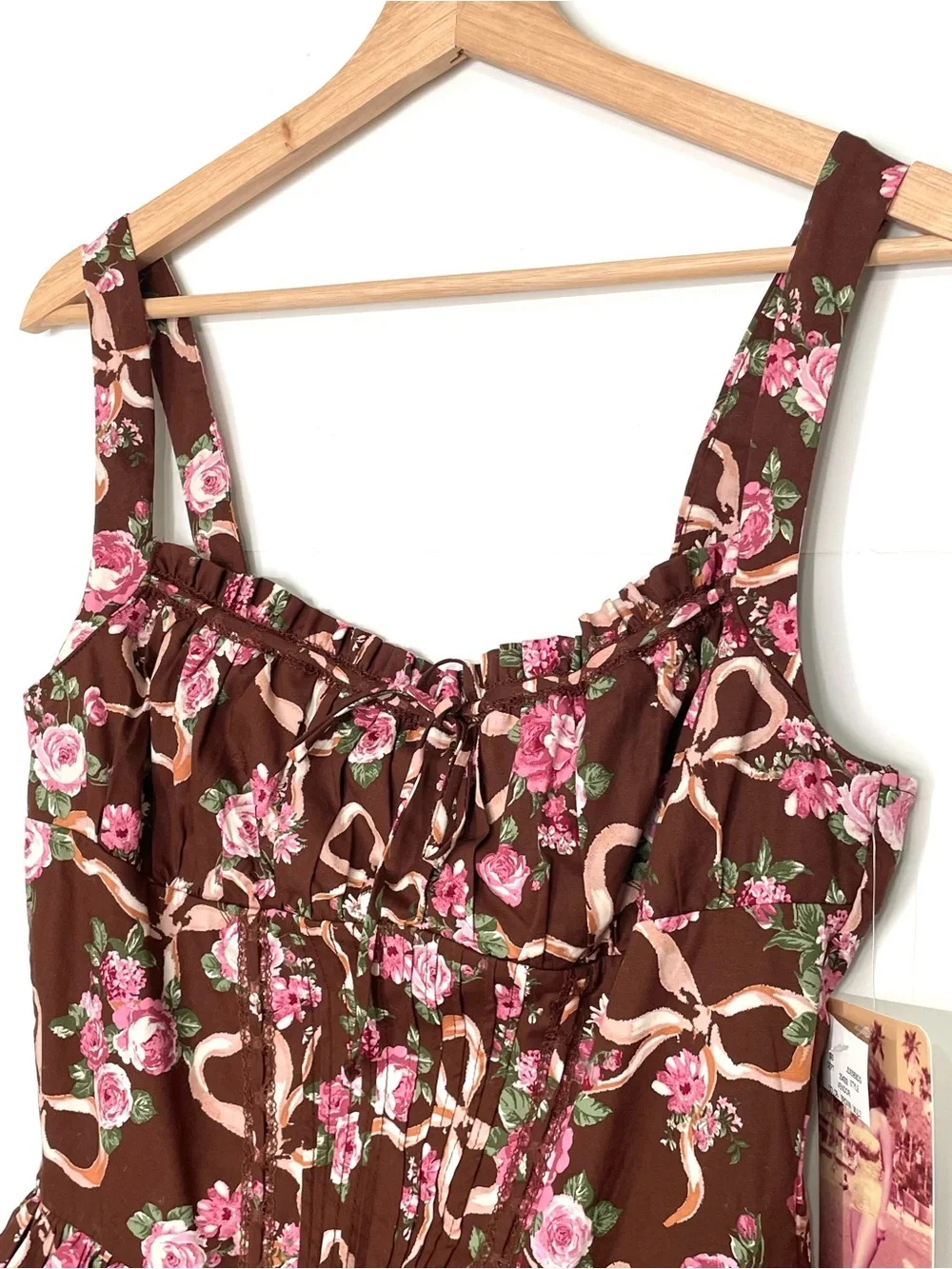 Emerald Sundae x Dry Goods Sleeveless Corset Bodice Floral Bow Dress Large NWT